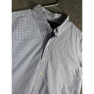 Polo Ralph Lauren Mens Shirt 2XL Plaid Blue Button Down Short Sleeve Pink Pony